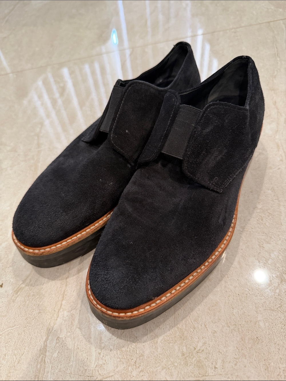Women's Black Suede Slip-On Shoes